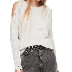 AllSaints Suzie Jumper Sweater Silver Grey Sz L